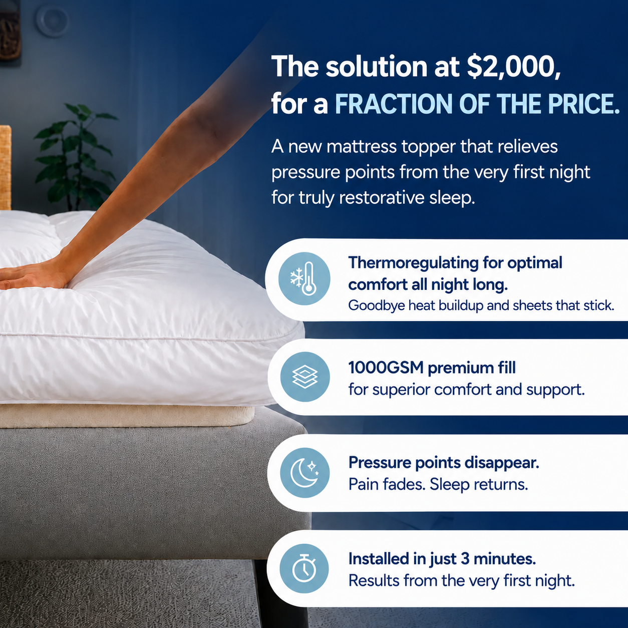 Linen&Rose - Premium 1000 GSM Quilted Mattress Topper